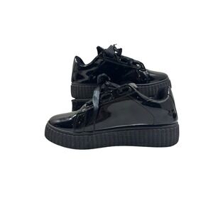 Baby Phat Platform Black Patent Creepers Shoes Size 9 Satin Ribbon Ties Y2K Emo‎